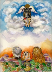 Goog in Heaven, Dog in Heaven, Flavia, Dog, Winter, Christmas, Outdoor Christmas Decor, Watercolor Painting, Card Illustration, Defiance MO